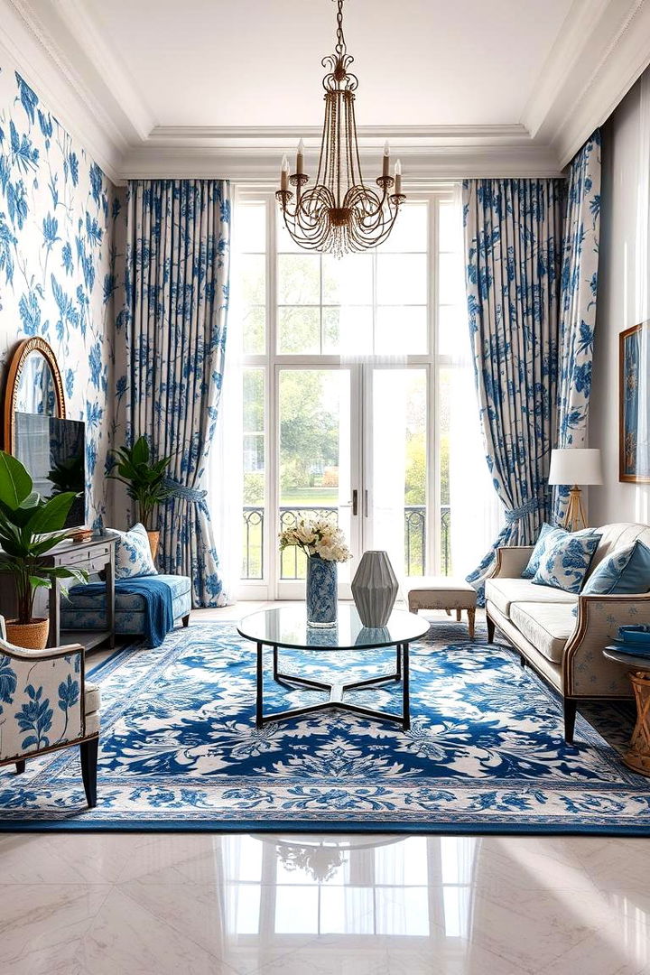 Blue Floral Inspirations - 22 Blue Living Room Ideas