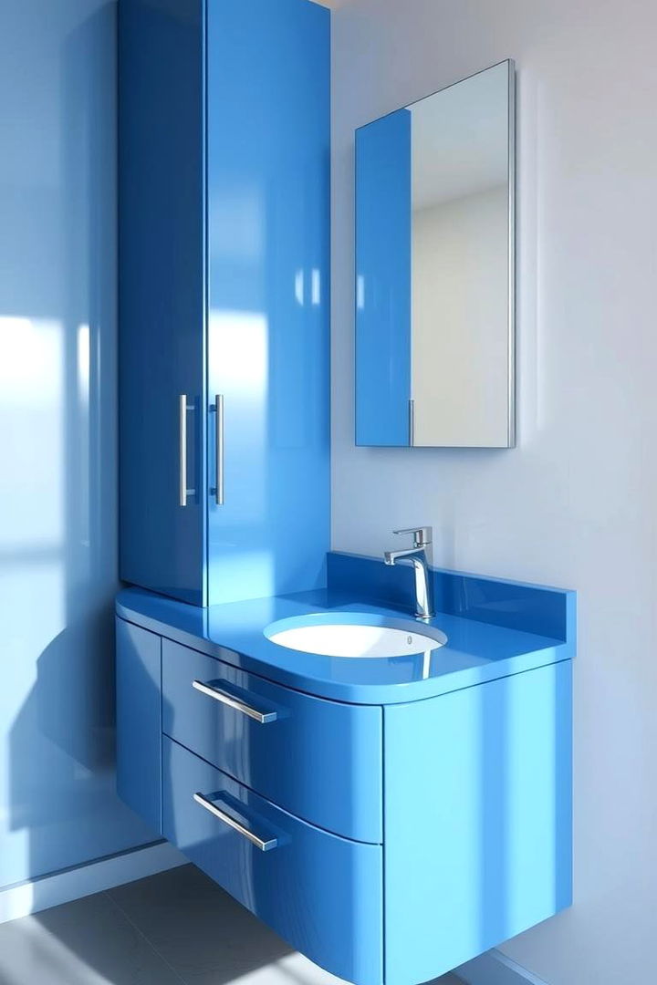 Blue Glossy Finish - 22 Blue Bathroom Vanity Ideas