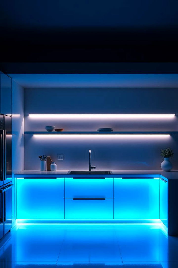 Blue Gradient Lighting - 22 Blue Kitchen Ideas