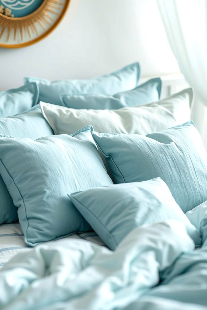 Blue Green Pastel Pillows and Bedding - 22 Underwater Mermaid Bedroom Ideas
