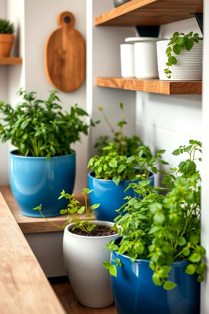 Blue Herb Gardens for Freshness - 22 Blue French Country Kitchen Ideas