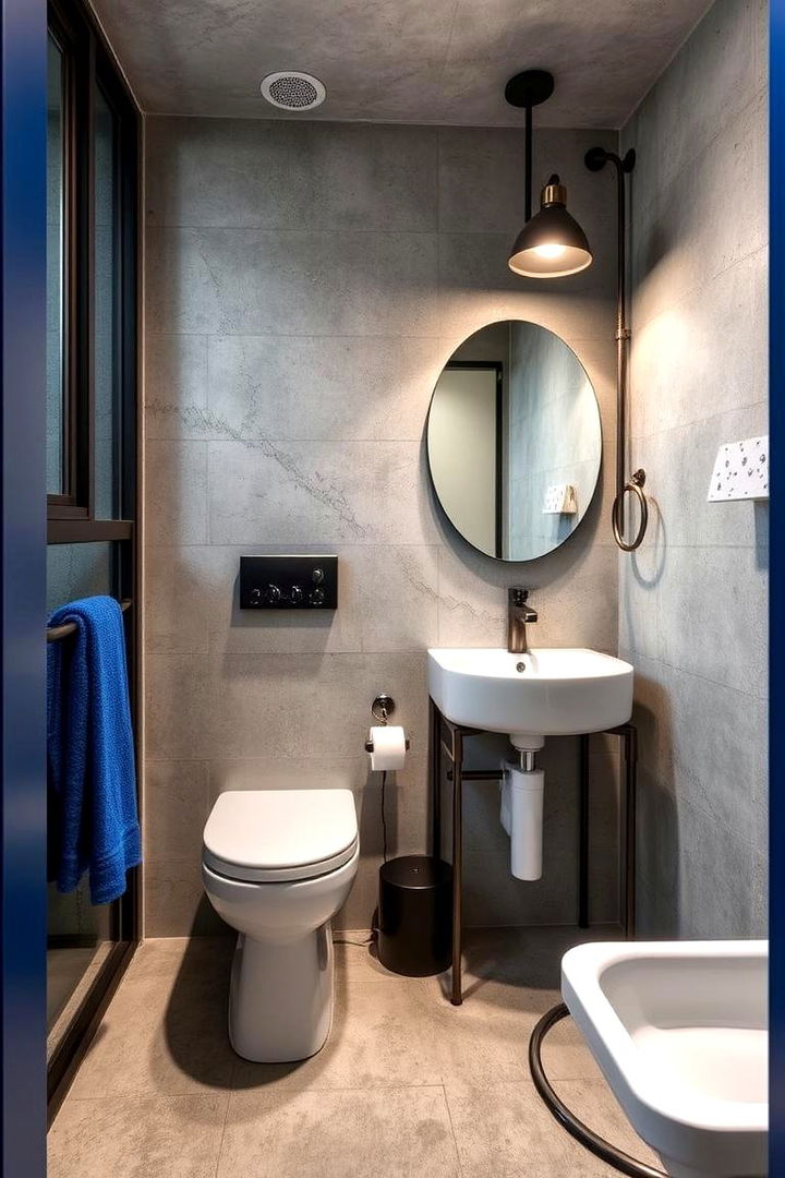 Blue Industrial Chic - 22 blue powder room ideas