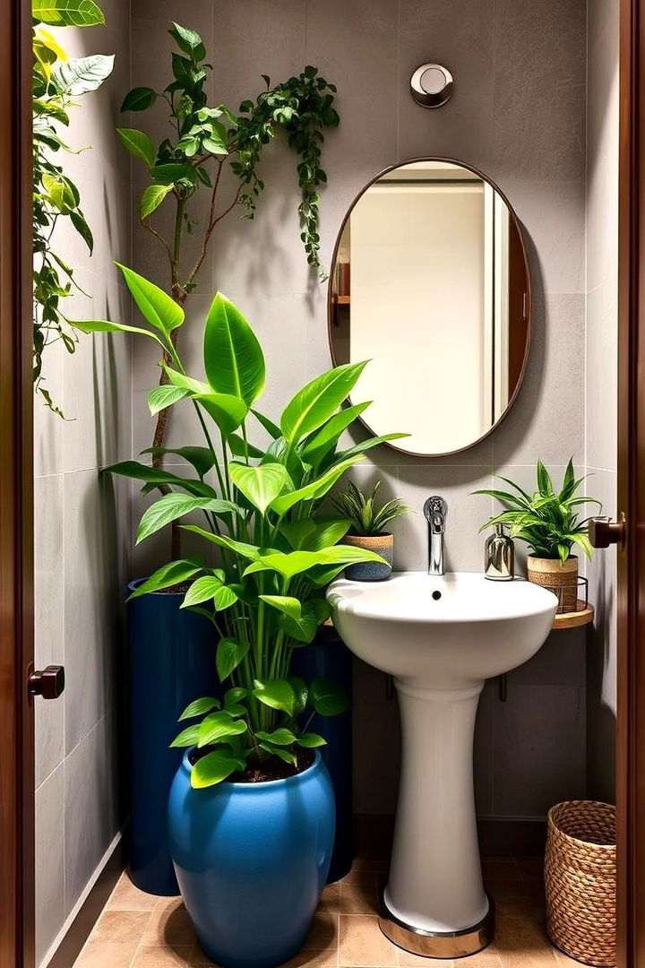 Blue Interior Plant Pairings - 22 blue powder room ideas