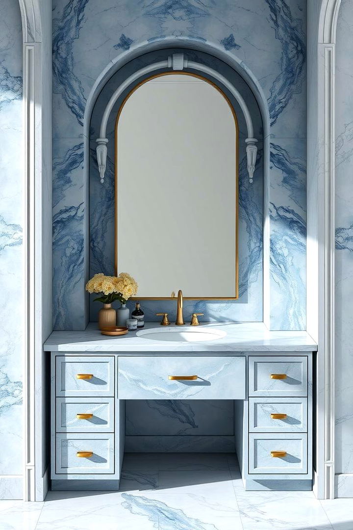 Blue Marble Accents - 22 Blue Bathroom Vanity Ideas