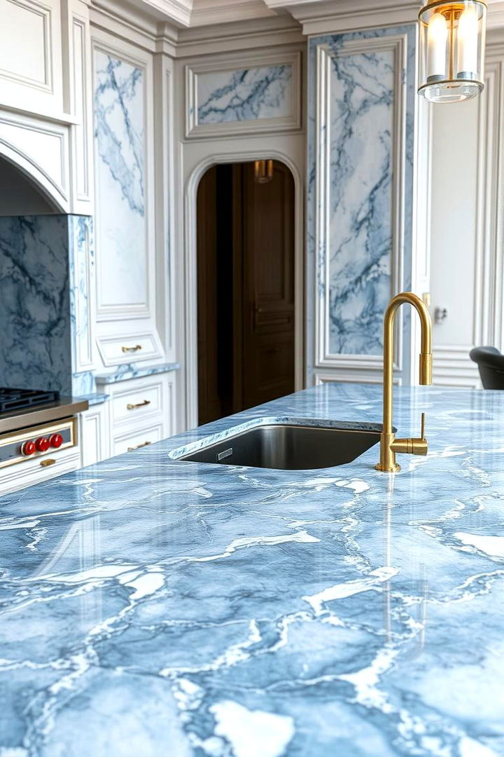Blue Marble Countertops - 22 Blue Kitchen Ideas