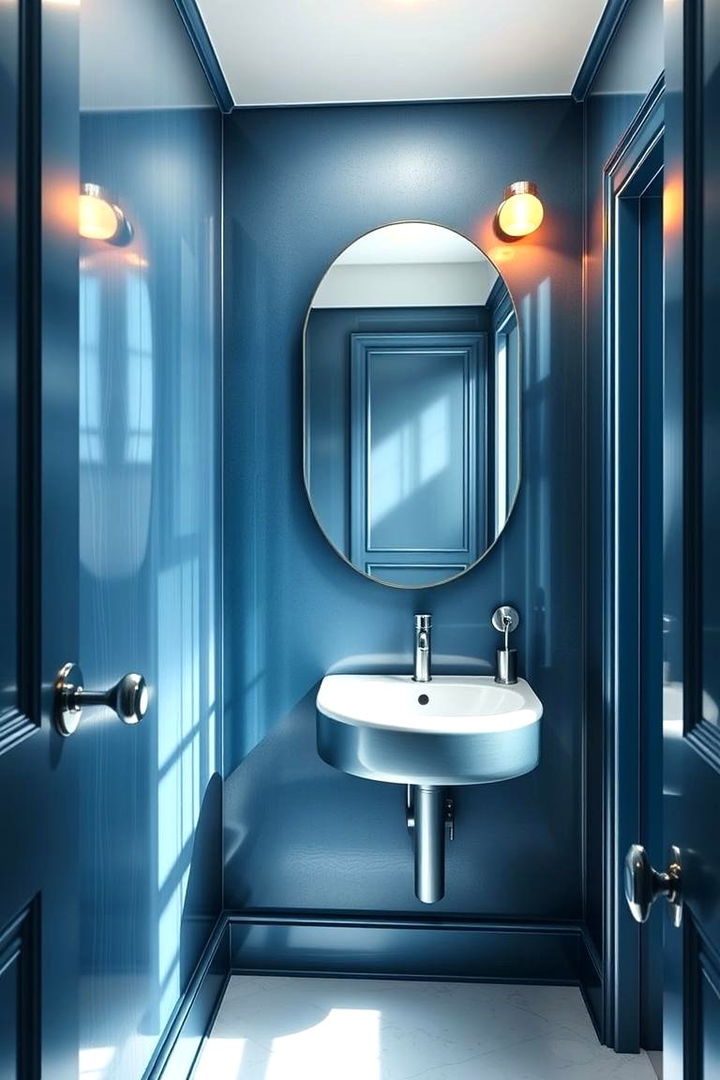 Blue Metallic Finishes - 22 blue powder room ideas