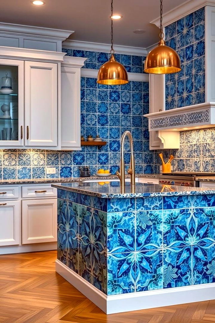 Blue Mosaic Marvel - 22 Blue Kitchen Island Ideas