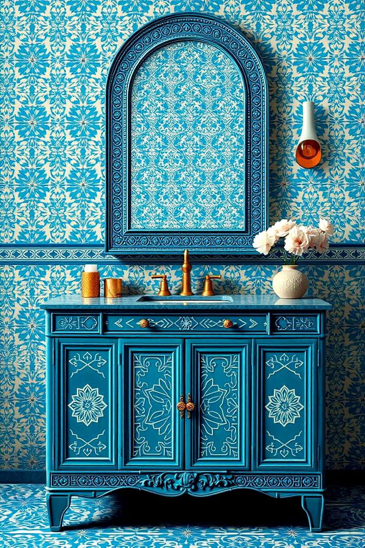 Blue Patterned Designs - 22 Blue Bathroom Vanity Ideas