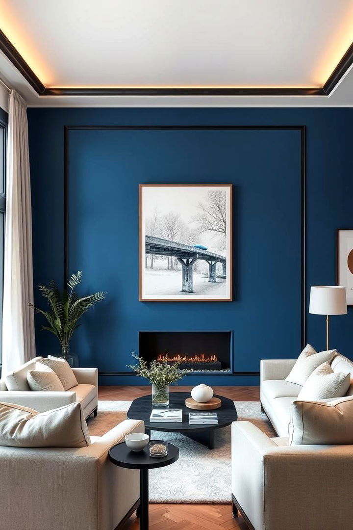 Blue Serenity Walls - 22 Black and Blue Living Room Ideas