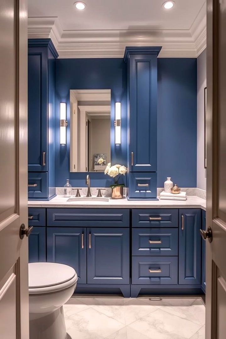 Blue Styled Vanity Area - 22 blue powder room ideas