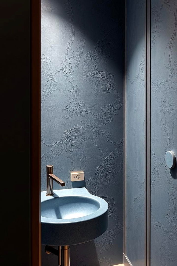 Blue Textured Surfaces - 22 blue powder room ideas