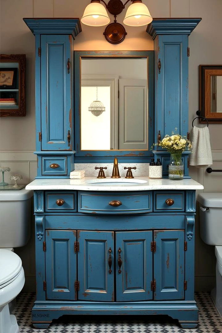 Blue Vintage Revival - 22 Blue Bathroom Vanity Ideas