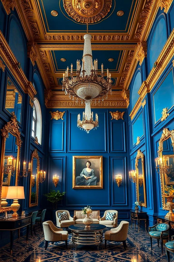 Blue and Gold Luxe Vibe - 22 Blue Living Room Ideas