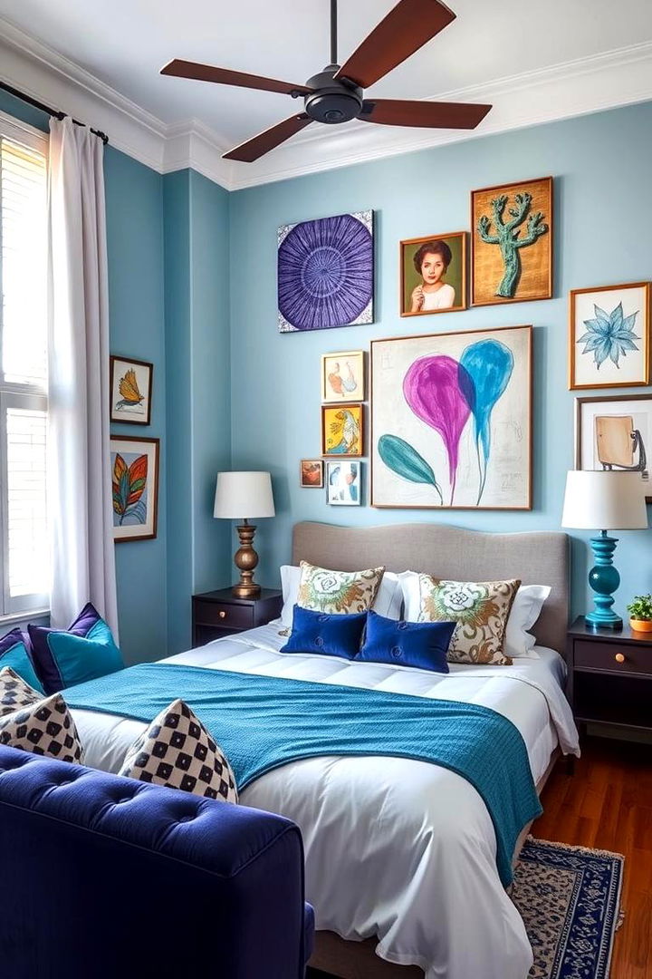 Blue and Purple Artful Mix - 22 Blue and Purple Bedroom Ideas