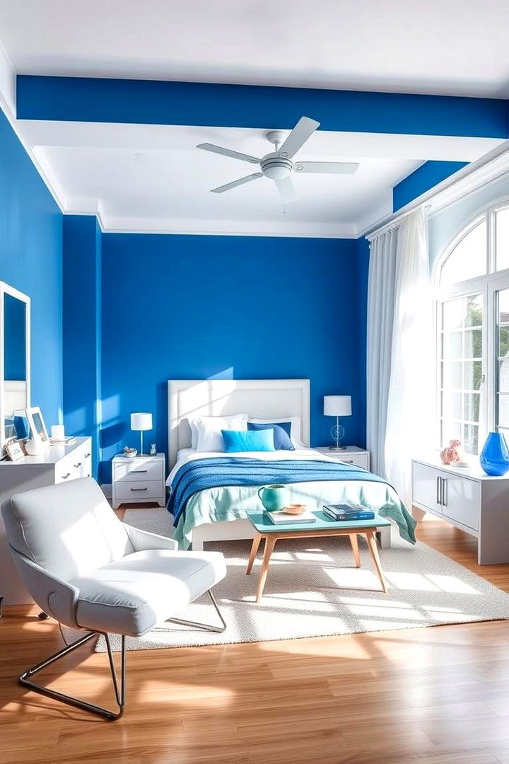 Blue and White Contrast - 22 Moody Blue Bedroom Ideas
