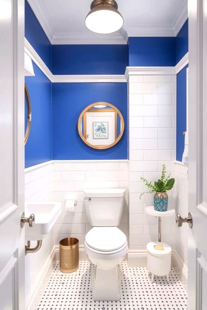 Blue and White Contrast - 22 blue powder room ideas