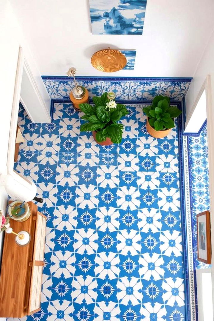 Blue and White Patterned Flooring - 22 Blue and White Decor Ideas