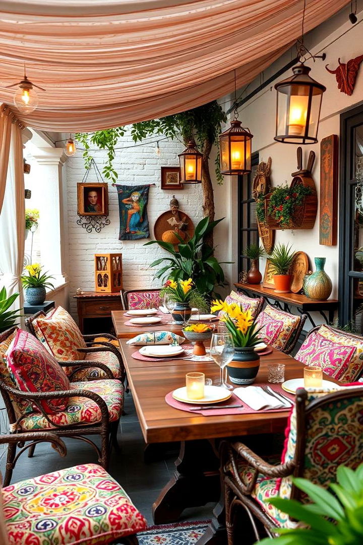 Bohemian Chic Alfresco Dining - 22 Outdoor Dining Area Ideas
