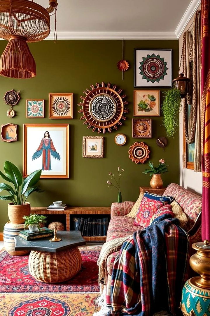 Bohemian Chic Statement - 22 Olive Green Accent Wall Ideas