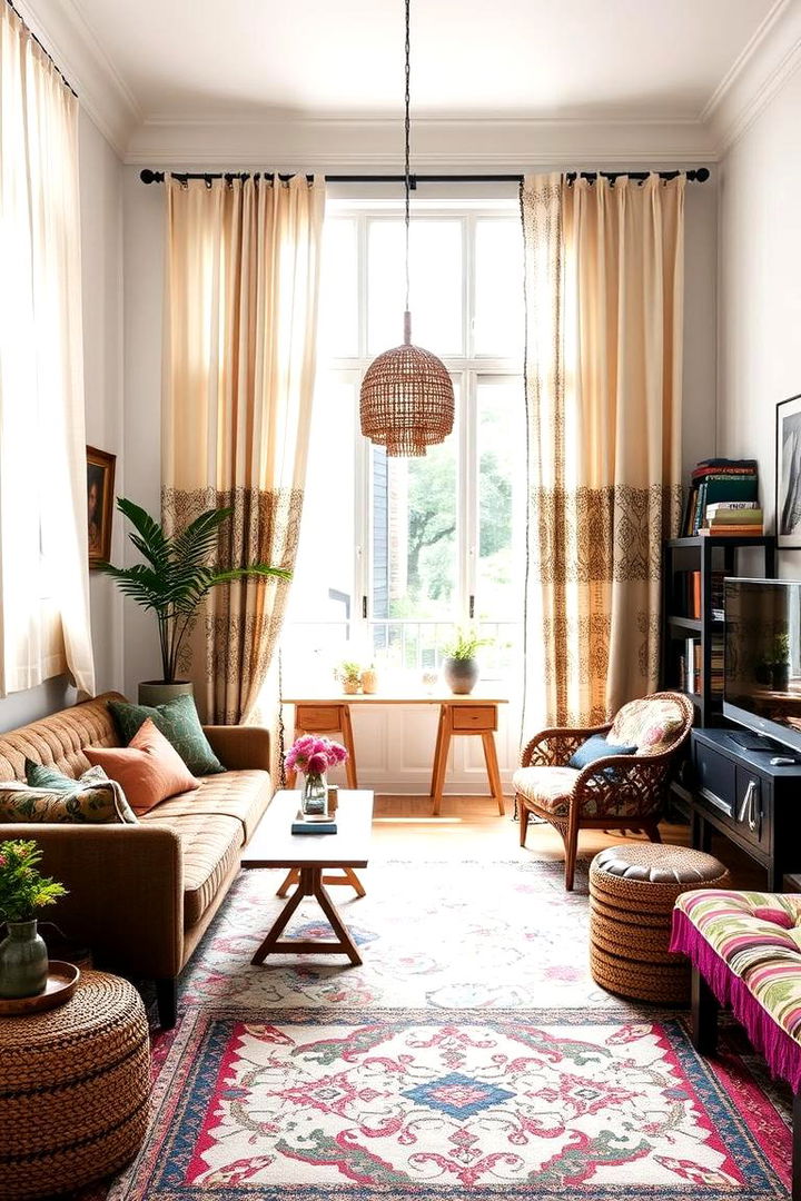 Bohemian Chic with Mixed Textures - 22 Bedroom Curtain Ideas