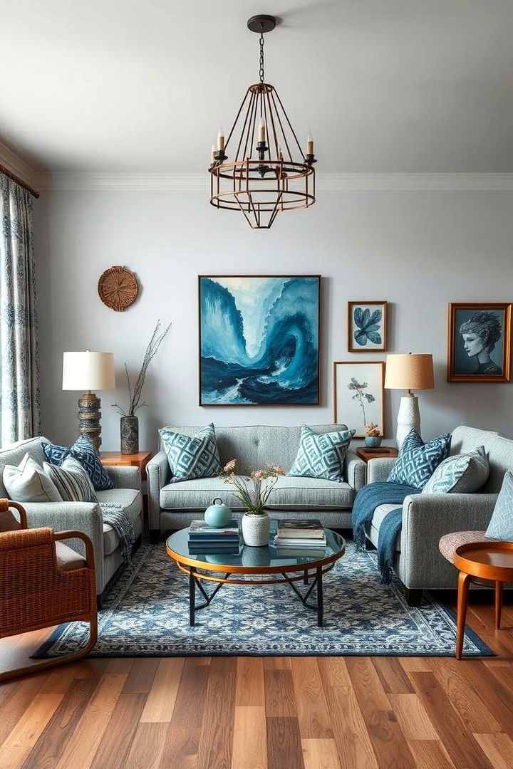 Bohemian Color Infusion - 22 Blue and Grey Living Room Ideas