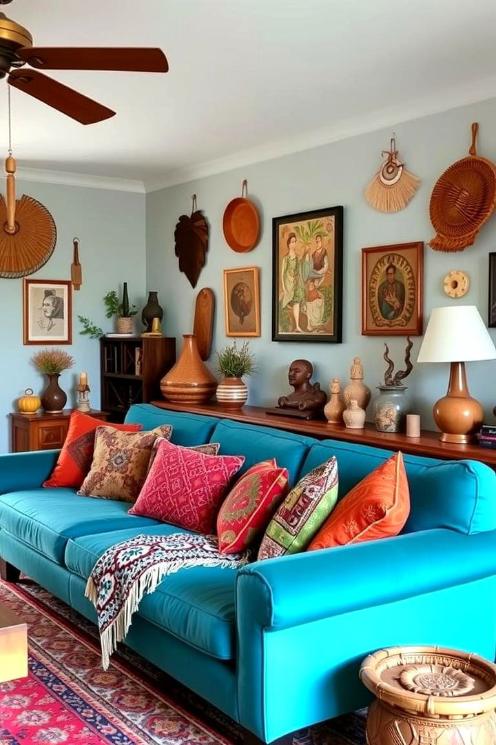 Bohemian Eclectic Charm - 22 Teal Couch Living Room Ideas