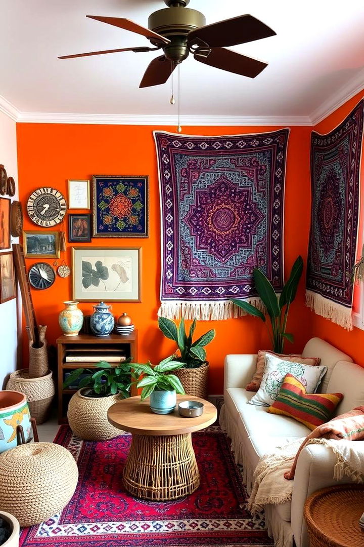 Bohemian Eclectic Orange Mood - 22 Orange Accent Wall Ideas