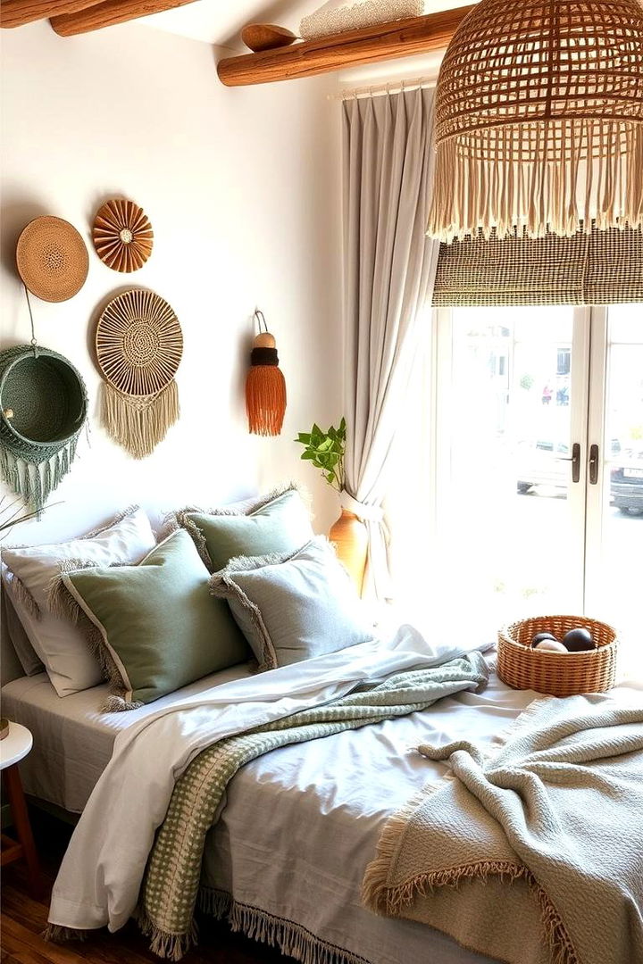 Bohemian Flair with Neutral Tones - 22 Sage Green and Grey Bedroom Ideas