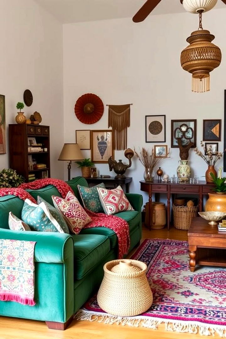 Bohemian Fusion - 22 Emerald Green Sofa Living Room Ideas