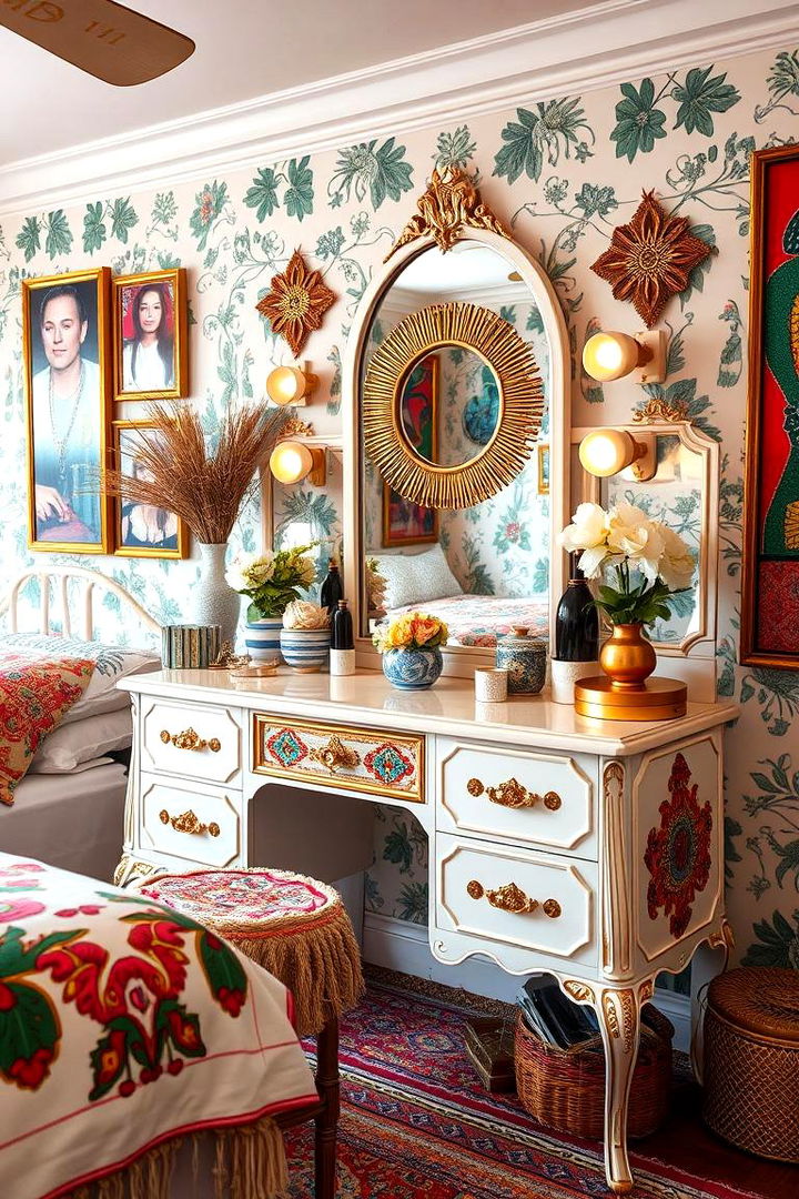 Bohemian Glam Vanity - 22 Bedroom Vanity Ideas