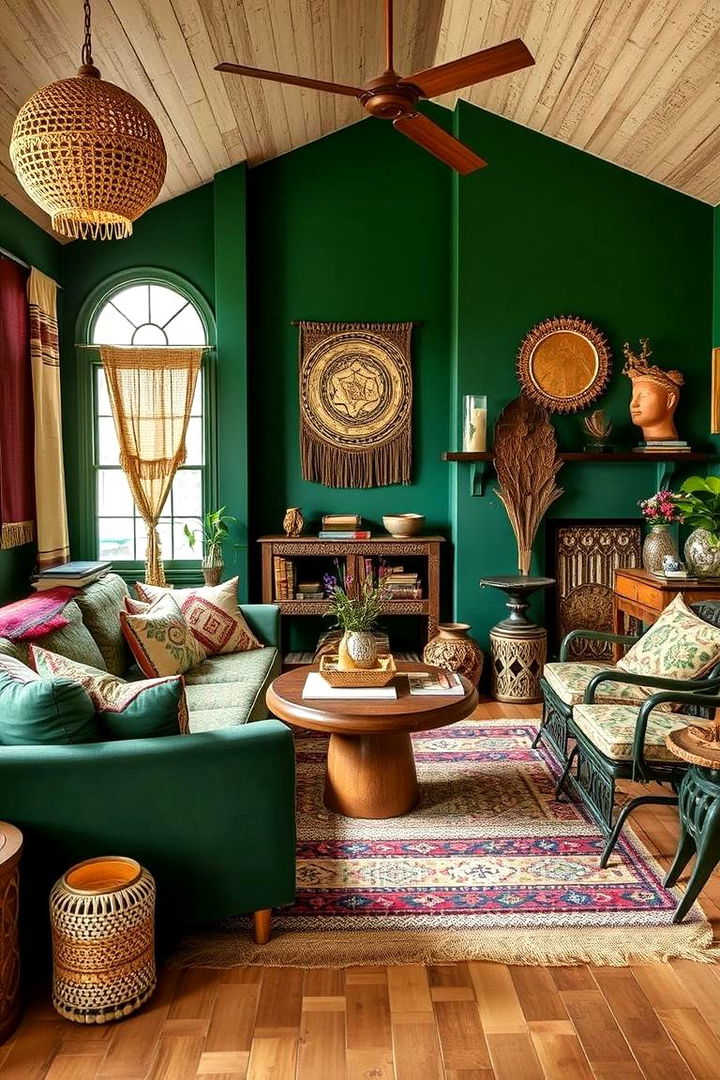Bohemian Green Retreat - 22 Forest Green Bedroom Ideas