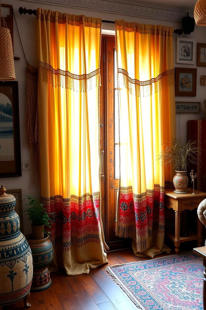 Bohemian Inspired Layering - 22 Sliding Door Curtain Ideas