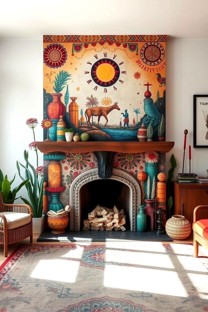 Bohemian Inspired Murals - 22 Fireplace Accent Wall Ideas