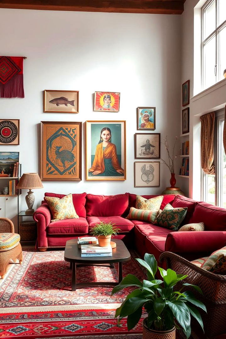 Bohemian Inspired Vibes - 22 Burgundy Sofa Living Room Ideas