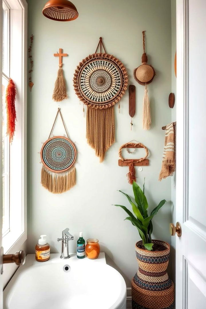 Bohemian Inspired Wall Hangings - 22 Bathroom Wall Ideas