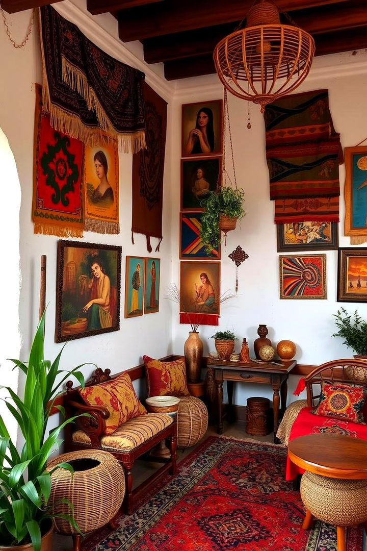 Bohemian Layered Wall Designs - 22 High Ceiling Tall Wall Decor Ideas