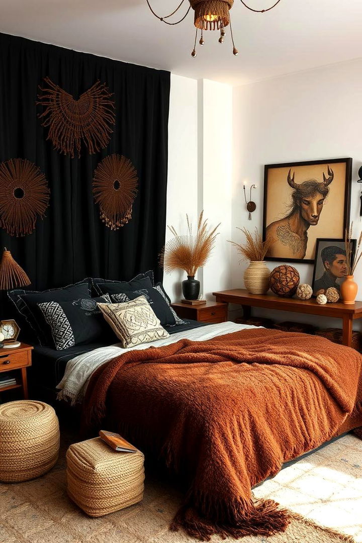 Bohemian Luxe with Eclectic Layers - 22 Black and Brown Bedroom Ideas