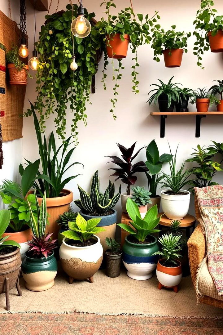 Bohemian Plant Haven - 22 Plant Room Ideas