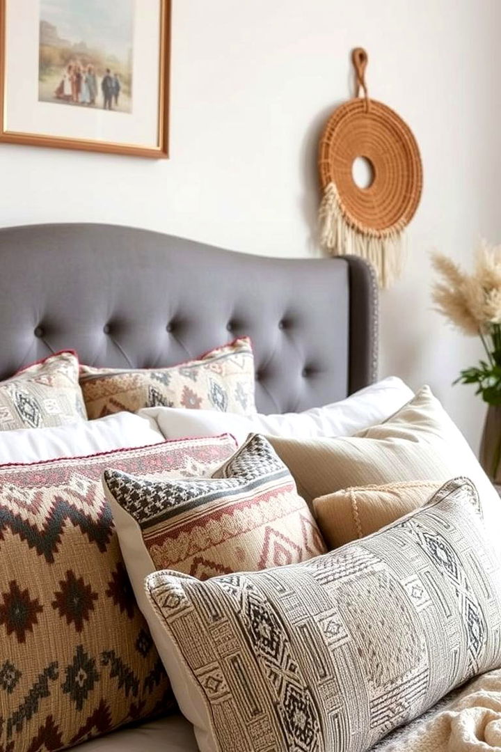 Bohemian Plush Comfort - 22 Grey Headboard Bedroom Ideas