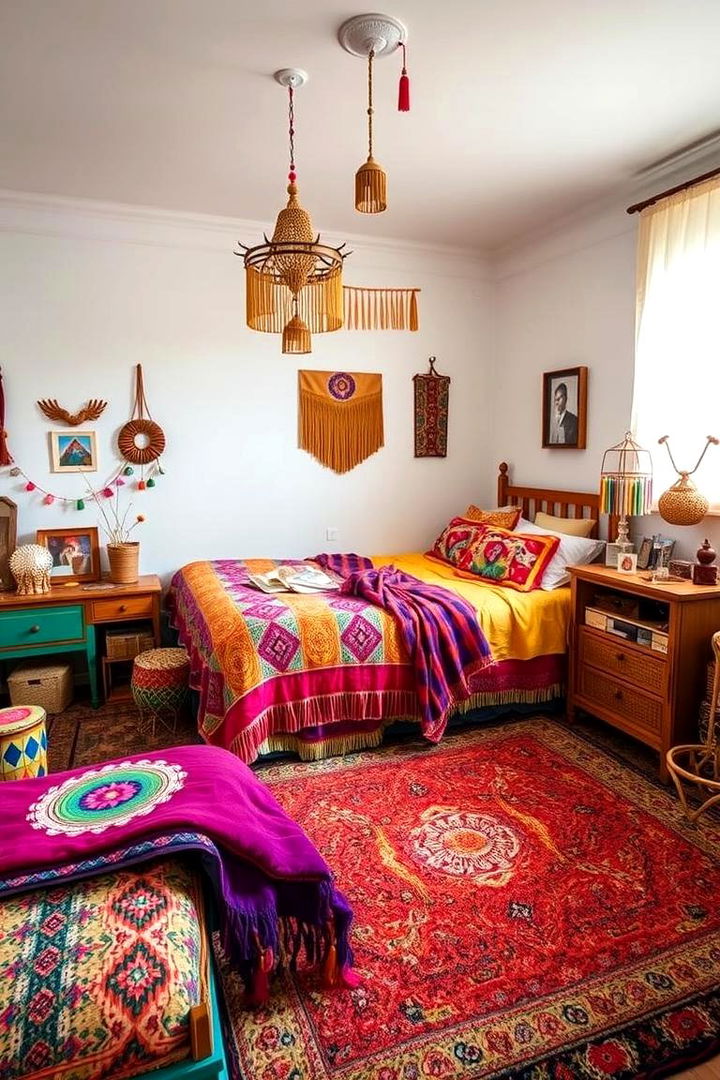 Bohemian Rainbow Vibe - 22 Rainbow Bedroom Ideas