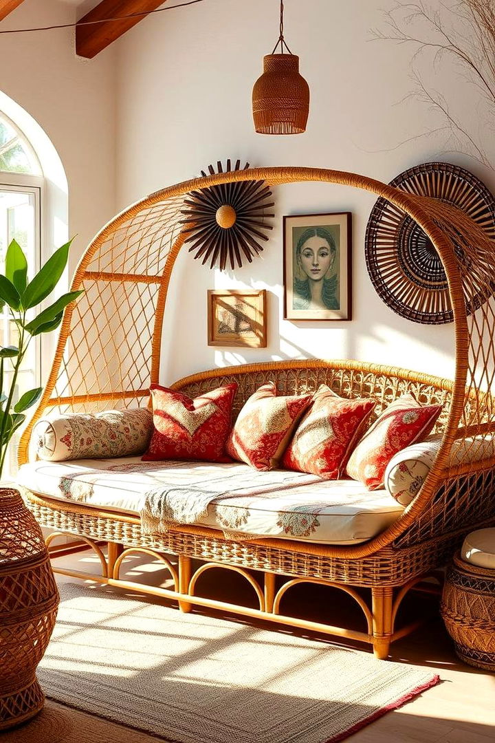 Bohemian Rattan Daybed - 22 Daybed Ideas for Small Spaces