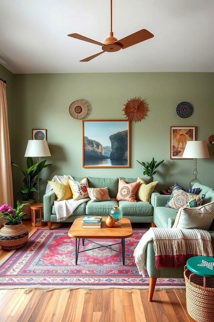 Bohemian Sage Green Living Rooms - 22 Sage Green Living Room Ideas
