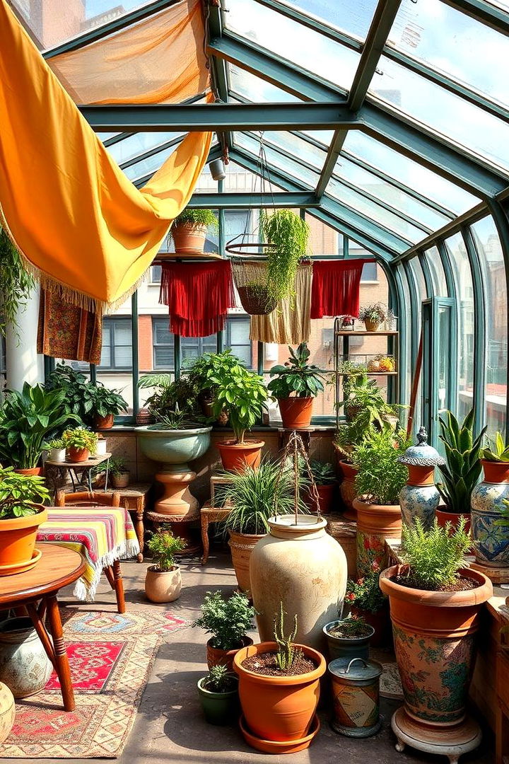 Bohemian Style with Eclectic Decor - 22 Rooftop Greenhouse Ideas