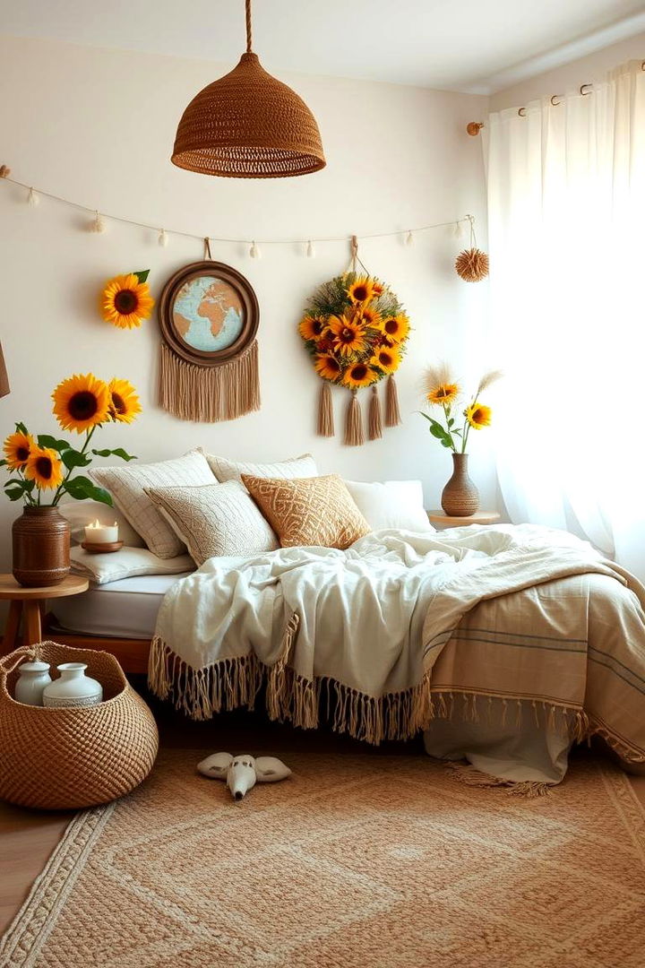 Bohemian Sunflower Style - 22 Sunflower Bedroom Ideas