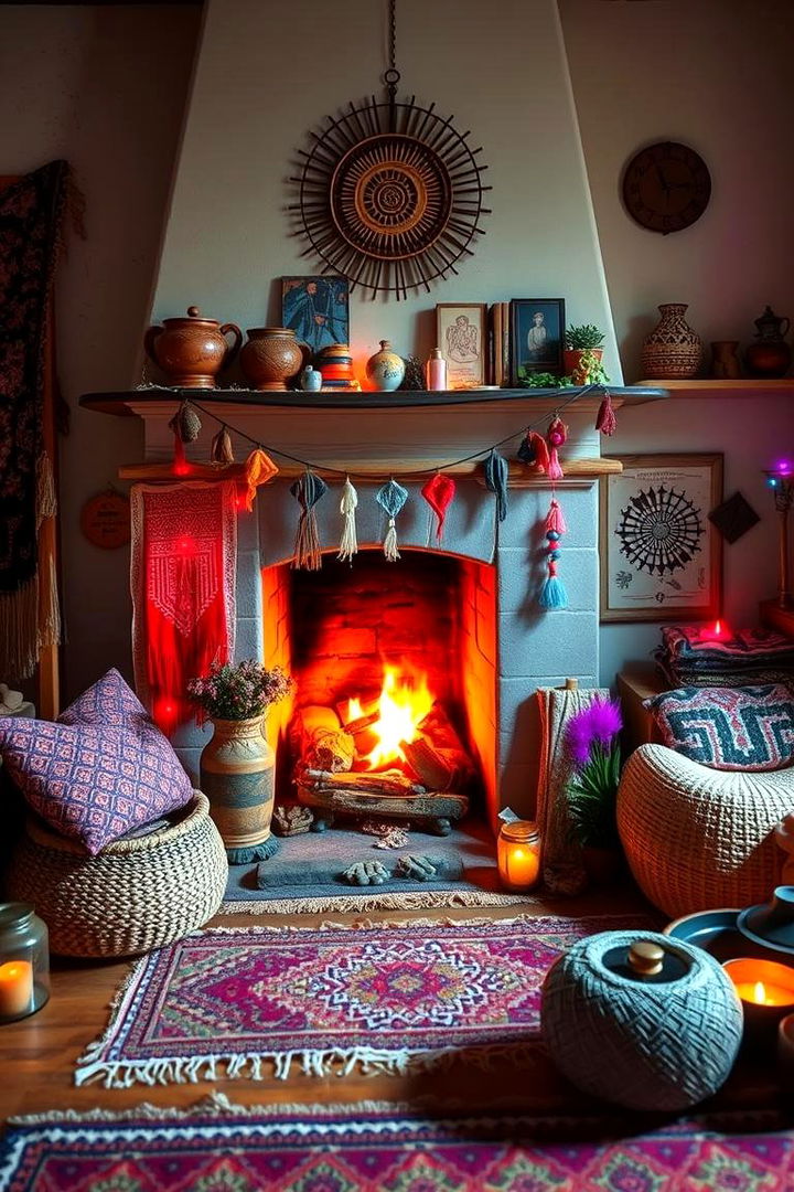 Bohemian Touch - 22 Fireplace Decor Ideas
