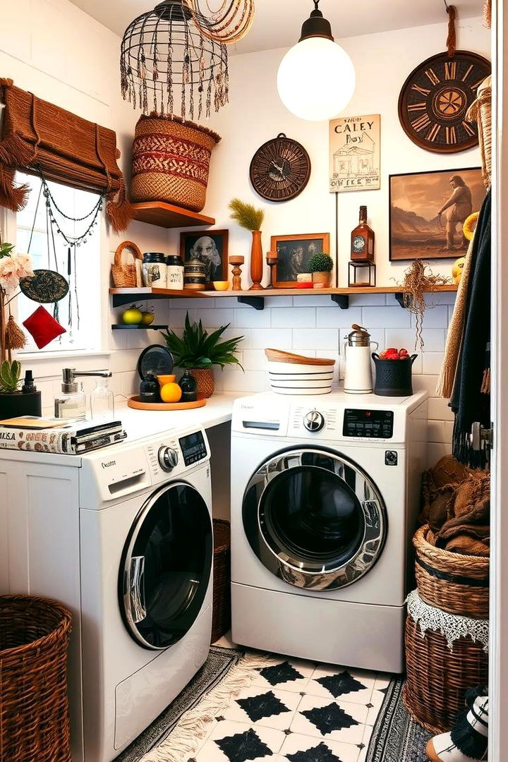 Bohemian Touches - 22 Black and White Laundry Room Ideas
