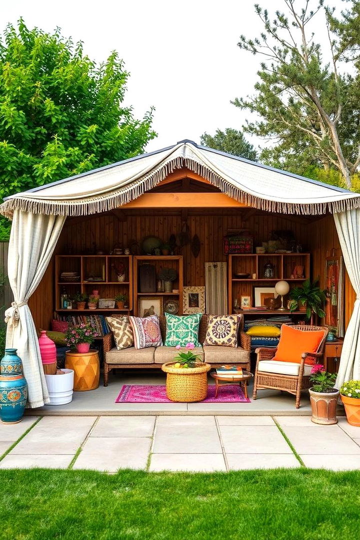 Bohemian Vibe Pool Shed - 22 Pool Shed Ideas