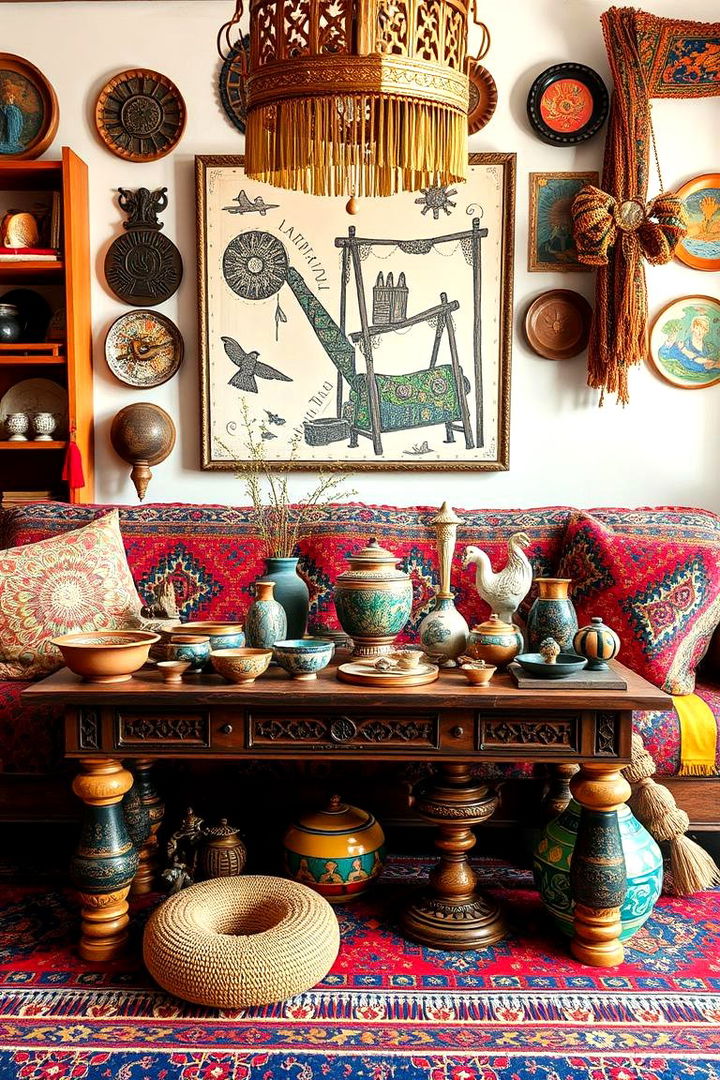 Bohemian Vibe with Colorful Accents - 22 Sofa Table Decor Ideas