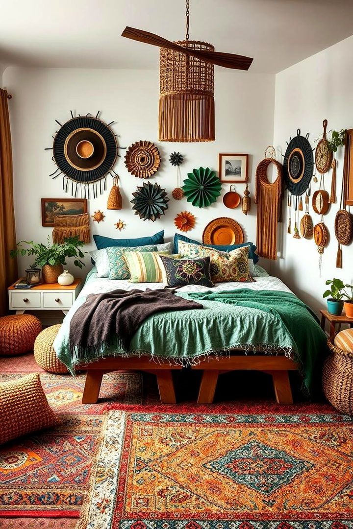Bohemian Vibes Eclectic Mix of Earthy Hues - 22 Green and Brown Bedroom Ideas