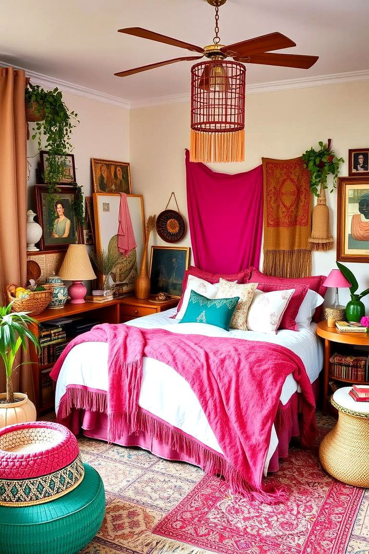 Bohemian Vibes With Color - 22 Pink and Green Bedroom Ideas
